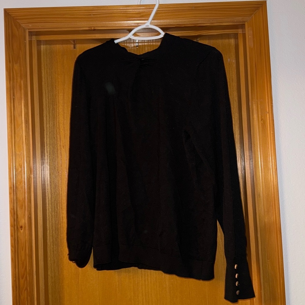 Adrianna Papell black sweater with beautiful full buttons on the cuffs XL